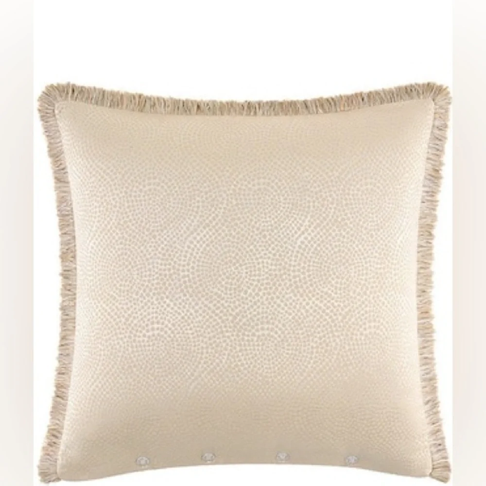 Rose Tree Hannah Woven Dot Fringe Trim Euro Sham